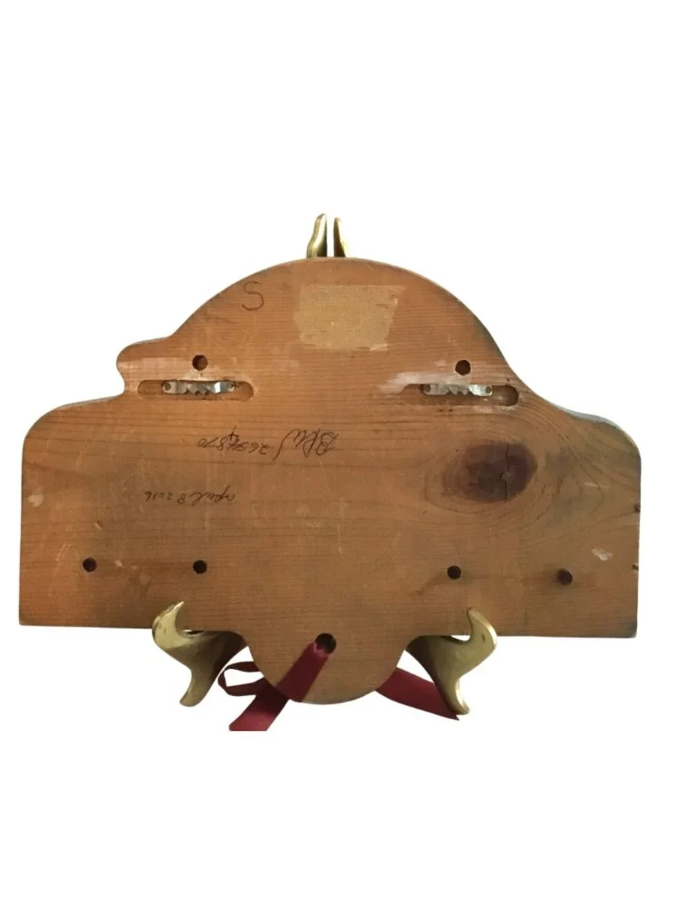 Cat-Themed Wooden Wall Hanging Key Holder With Brass Hooks & Painted Design